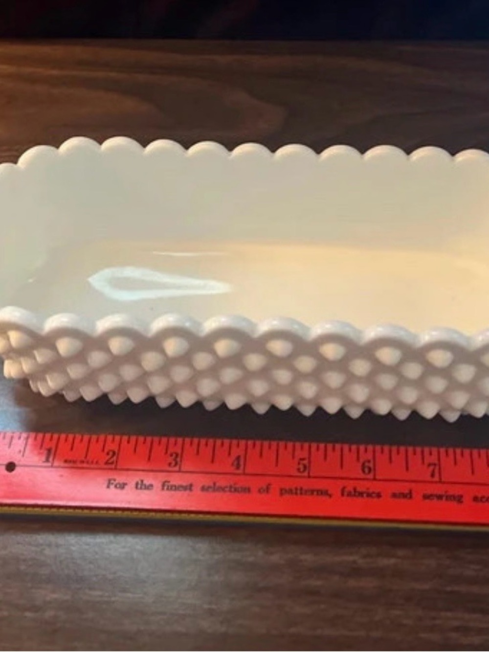 Fenton White Hobnail Milk Glass Scalloped Dish